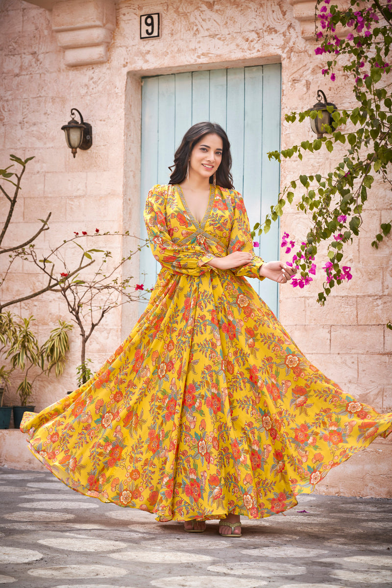 Marigold Grace Crepe Gown