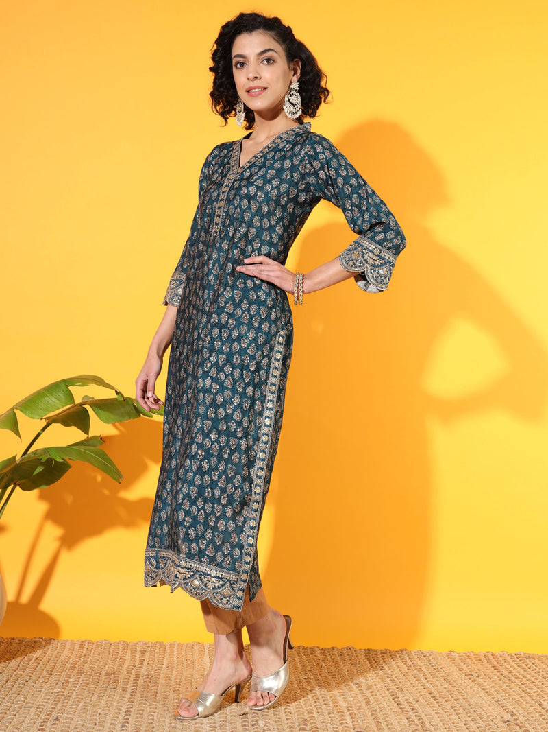 Sea Blue Modal Kurta