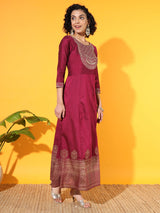 Wine Majesty Silk Kurta