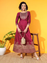 Wine Majesty Silk Kurta