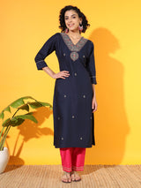 Deep Sea Blue Silk Kurta