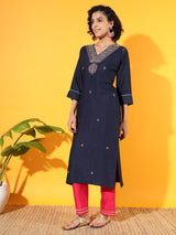 Deep Sea Blue Silk Kurta