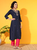 Deep Sea Blue Silk Kurta