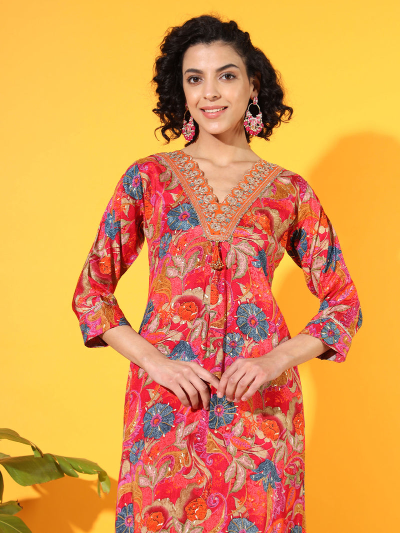 Floral Fantasy Modal Kurta