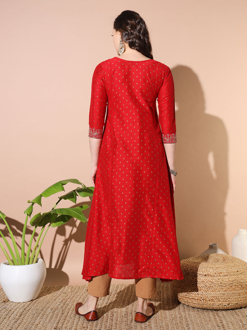 Red Radiance Silk Kurta