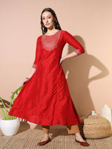 Red Radiance Silk Kurta