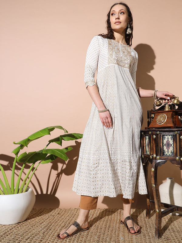 Cream Elegance Silk Kurta