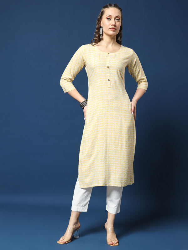 Yellow Rayon Kurta