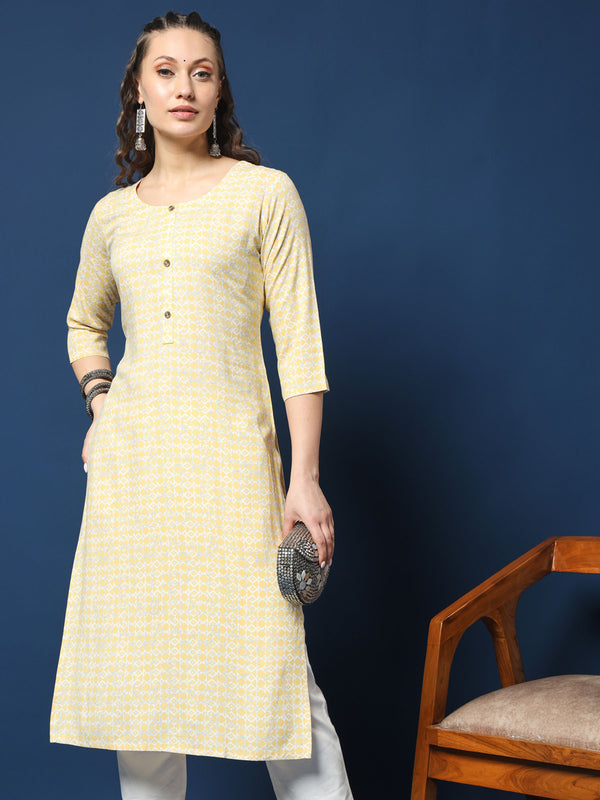 Yellow Rayon Kurta