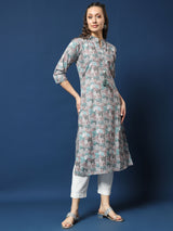 Classic Rama Linen Cotton Kurta