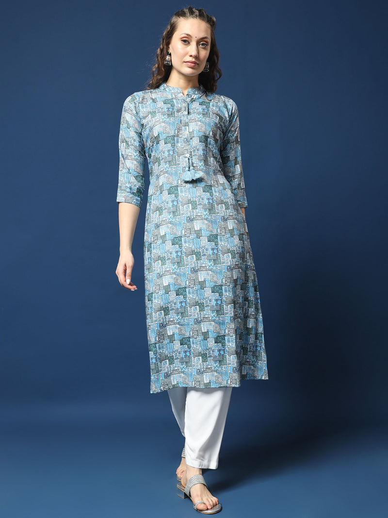 Classic Sky Blue Linen Cotton Kurta