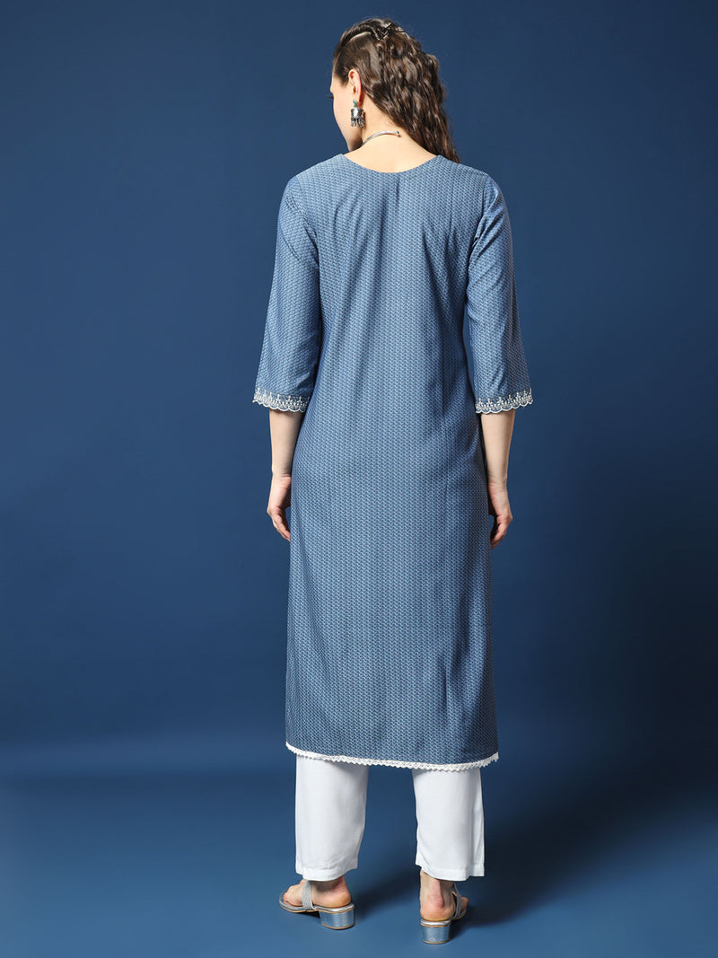 Indigo Lycra Dobby Kurta