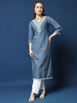 Indigo Lycra Dobby Kurta