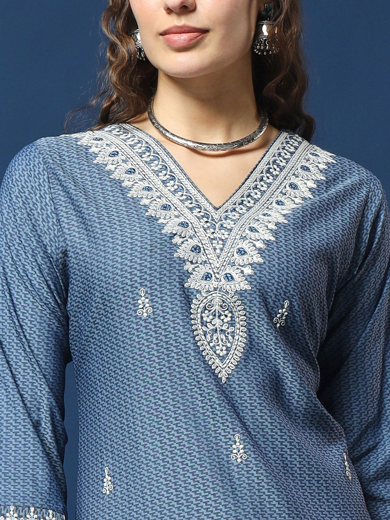 Indigo Lycra Dobby Kurta