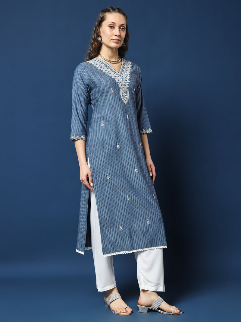 Indigo Lycra Dobby Kurta