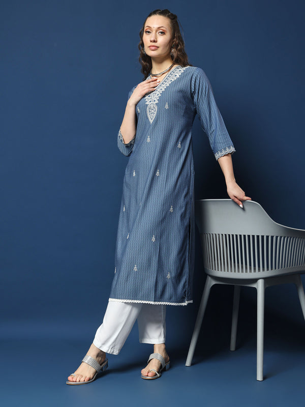 Indigo Lycra Dobby Kurta