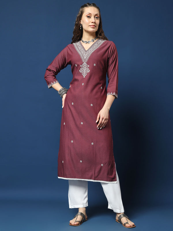 Burgundy Bliss Lycra Dobby Kurta