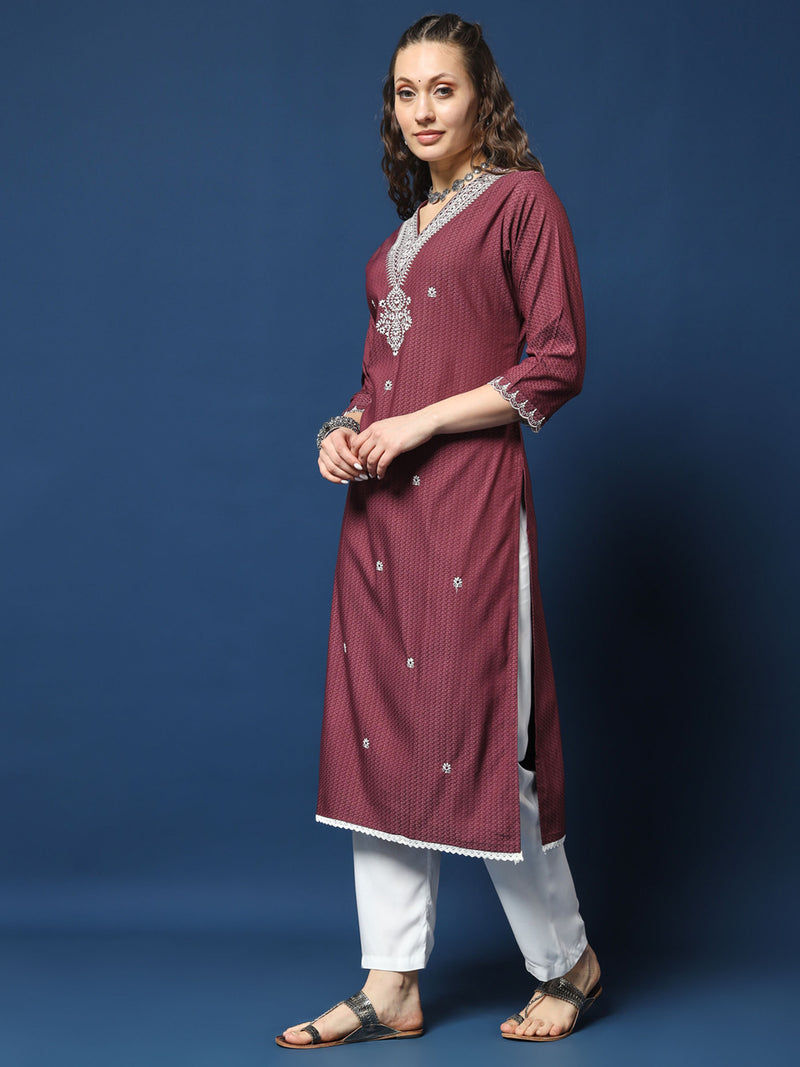 Burgundy Bliss Lycra Dobby Kurta