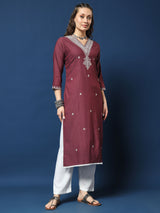 Burgundy Bliss Lycra Dobby Kurta