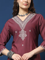 Burgundy Bliss Lycra Dobby Kurta