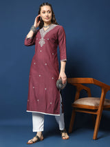 Burgundy Bliss Lycra Dobby Kurta