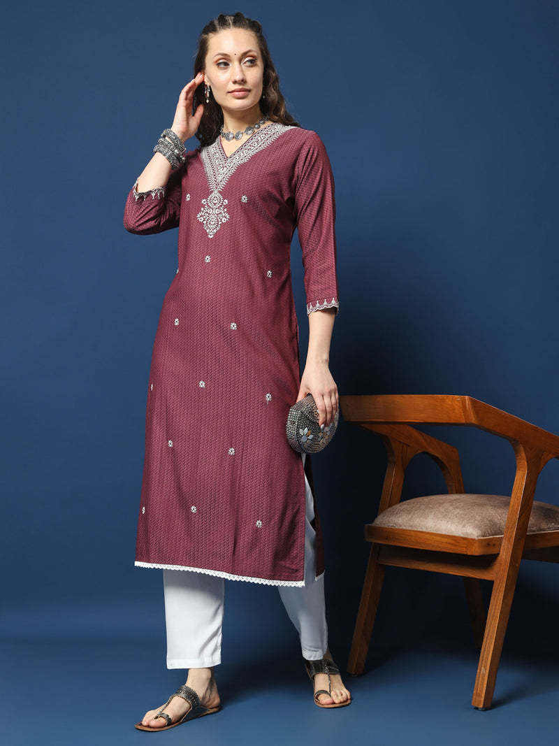 Burgundy Bliss Lycra Dobby Kurta