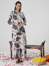 Charcoal Grey Rayon Kurta set