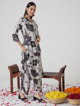 Charcoal Grey Rayon Kurta set