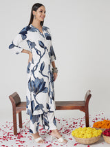 Blue Floral Rayon Kurta set