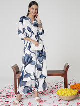 Blue Floral Rayon Kurta set