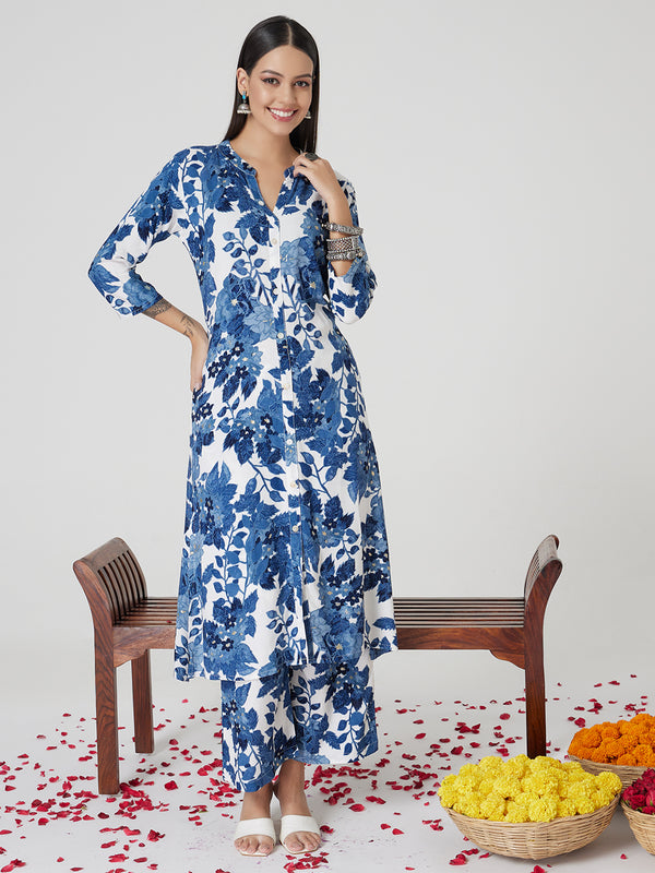 Blue Blossom Rayon Kurta set