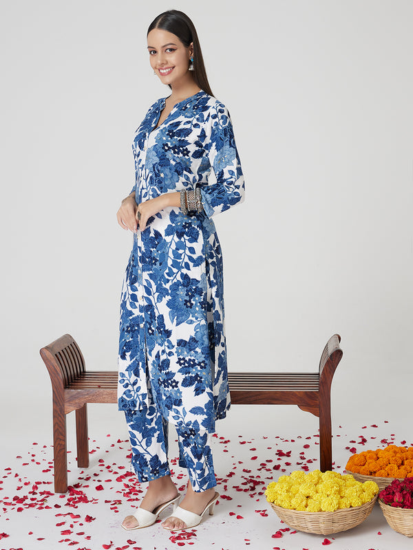 Blue Blossom Rayon Kurta set