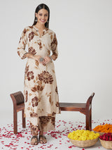 Golden beige Rayon Kurta set