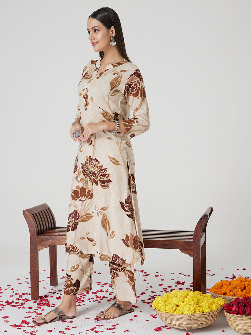 Golden beige Rayon Kurta set