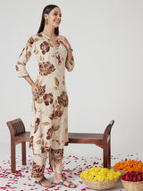 Golden beige Rayon Kurta set