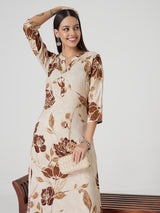 Golden beige Rayon Kurta set