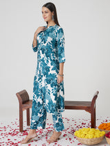 Teal Rayon Kurta set