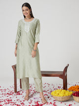 Mint Green Cotton Kurta set