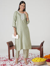 Mint Green Cotton Kurta set