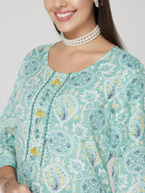 Mint Charm Cotton Kurta set with Dupatta