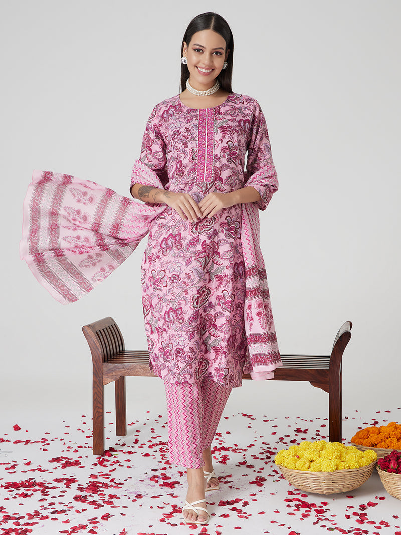 Lilac Charm Rayon Kurta set with Dupatta