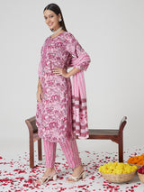 Lilac Charm Rayon Kurta set with Dupatta