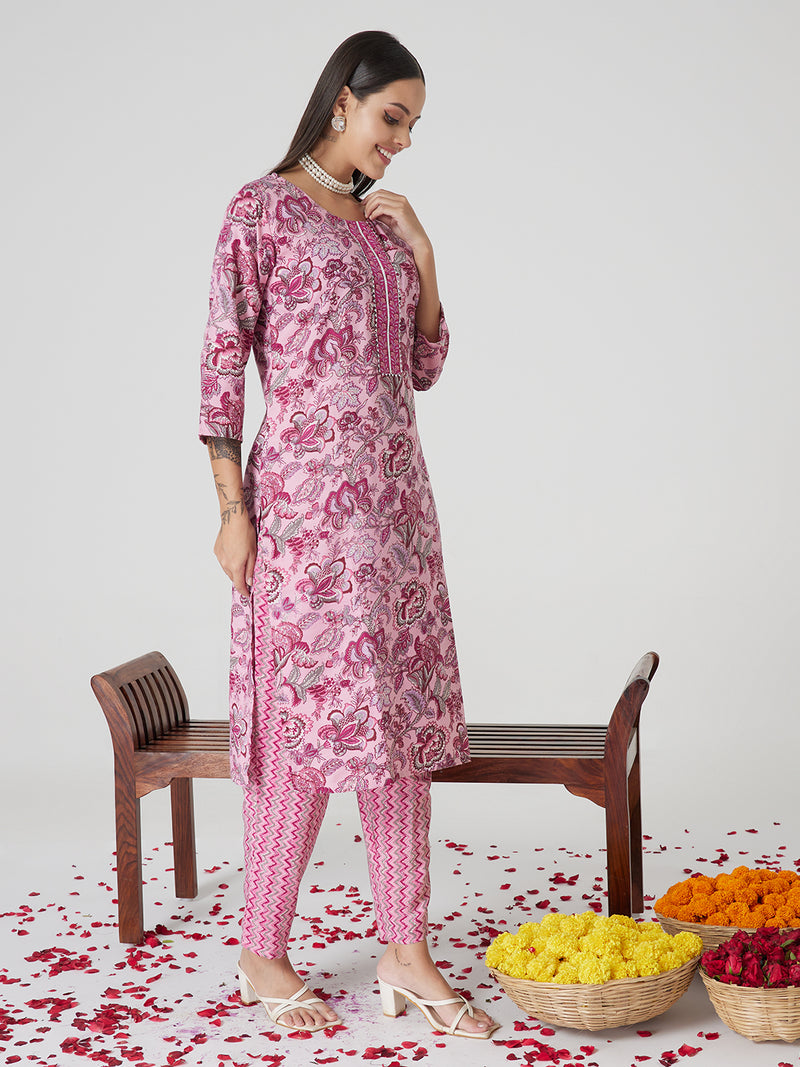 Lilac Charm Rayon Kurta set with Dupatta