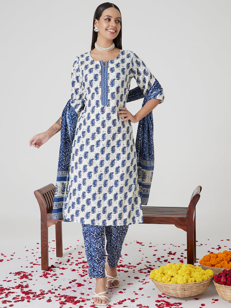 Blue Breeze Rayon  Kurta set with Dupatta