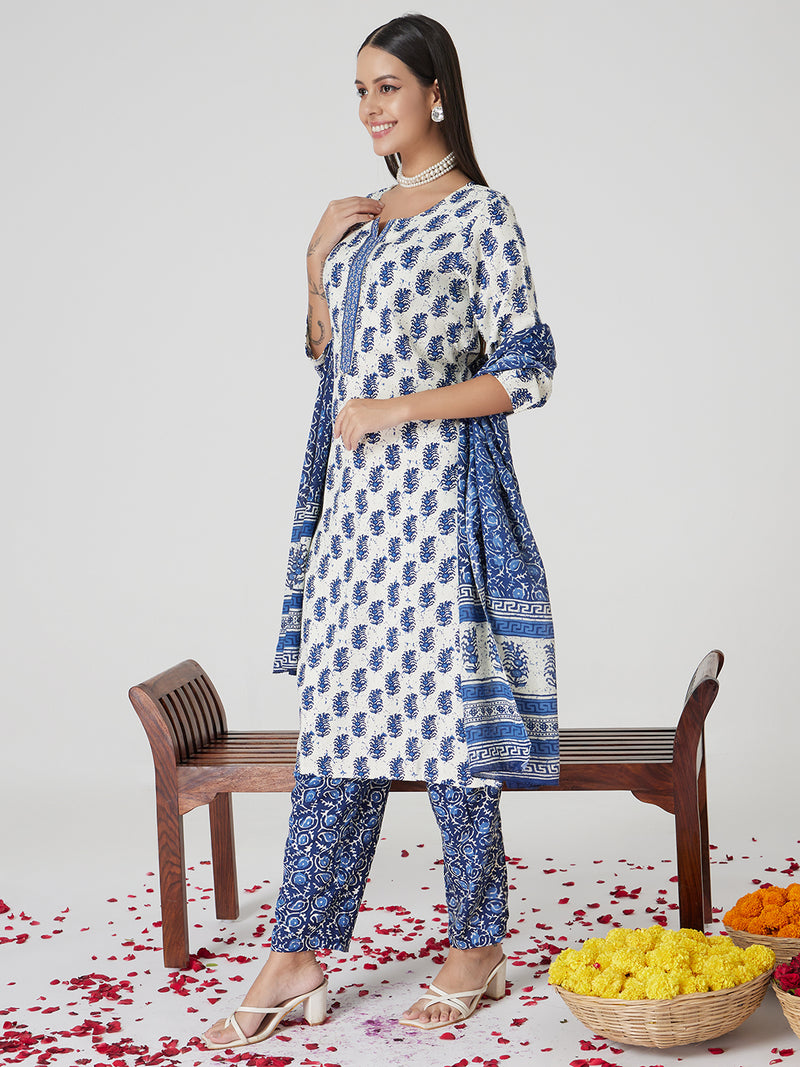 Blue Breeze Rayon  Kurta set with Dupatta