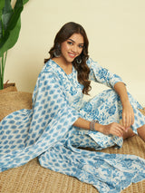 Soft Blue Cotton Kurta set with Dupatta