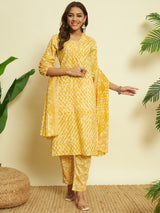 Golden Glow Cotton Kurta set with Dupatta