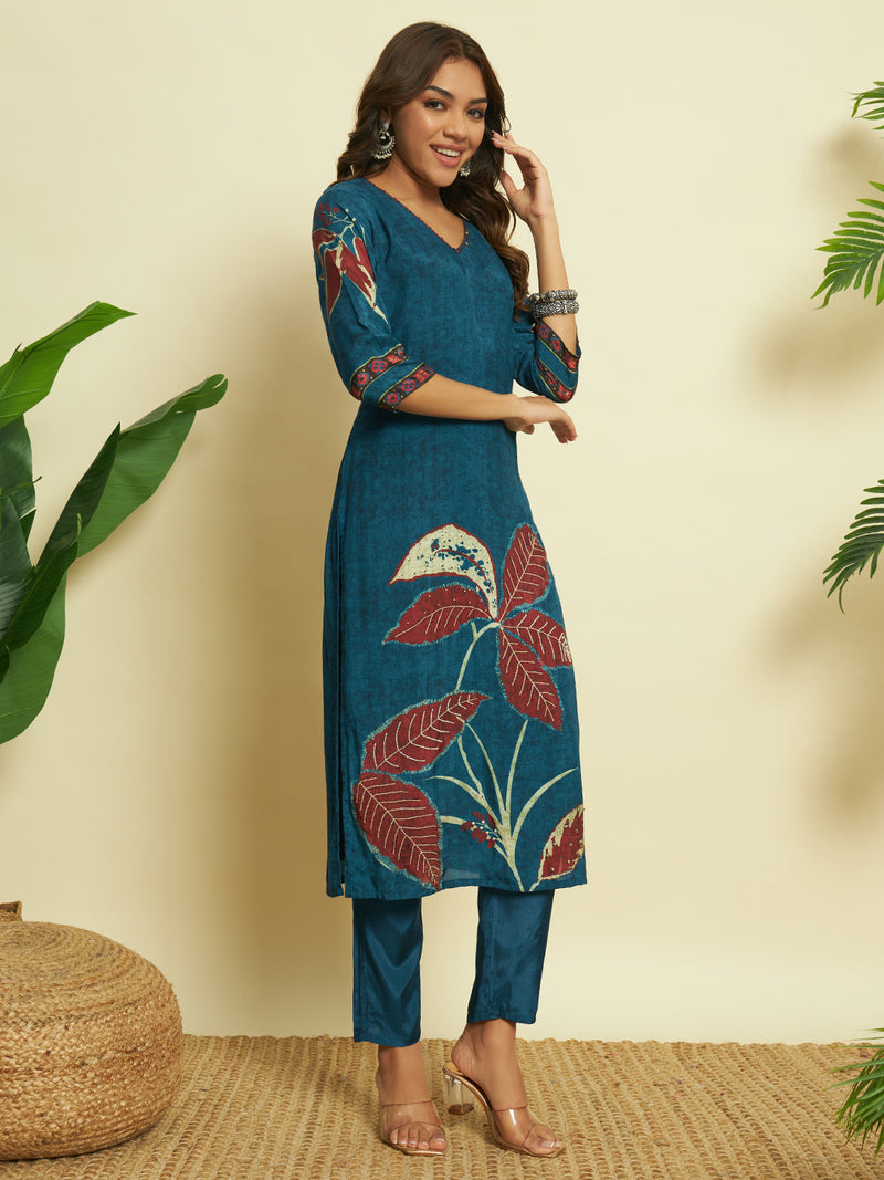 Navy Charm Muslin Kurta set with Dupatta