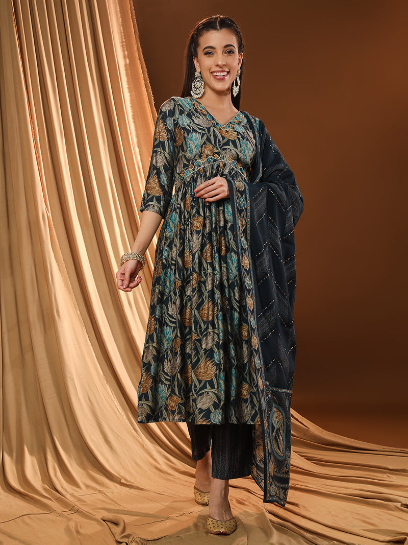 Verdant Chime Green Print Kurta Set