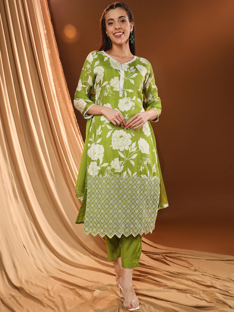 Lush White Print Greeny Kurta Set